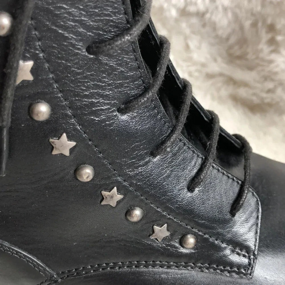 🌸NEW🌸 BARNEYS NEW YORK Black Leather Combat Boots - Picture 4 of 8